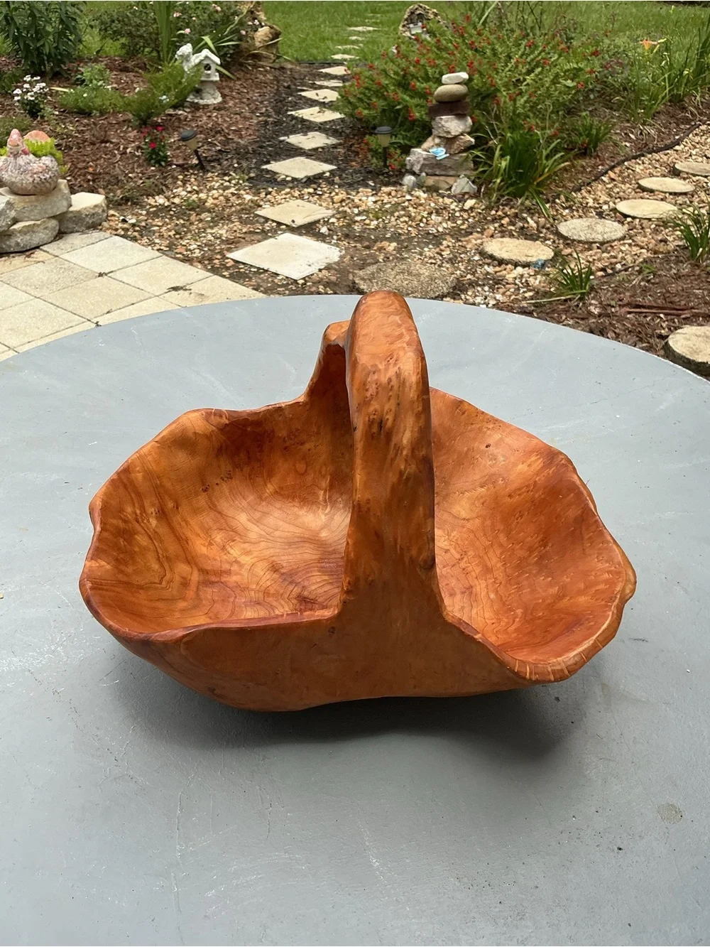 D’ ECCO Carved Burl Wood Basket